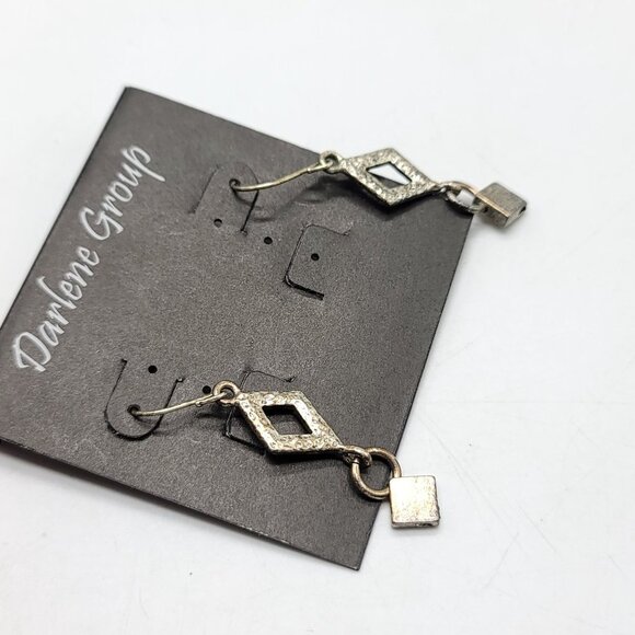 Darlene Group Hammered Silver Diamond Dangle Earrings - Picture 3 of 4